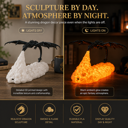 🐉 Dragon Flame Night Light – Dual-Color Rechargeable Fantasy Lamp