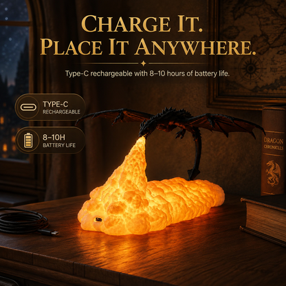 🐉 Dragon Flame Night Light – Dual-Color Rechargeable Fantasy Lamp