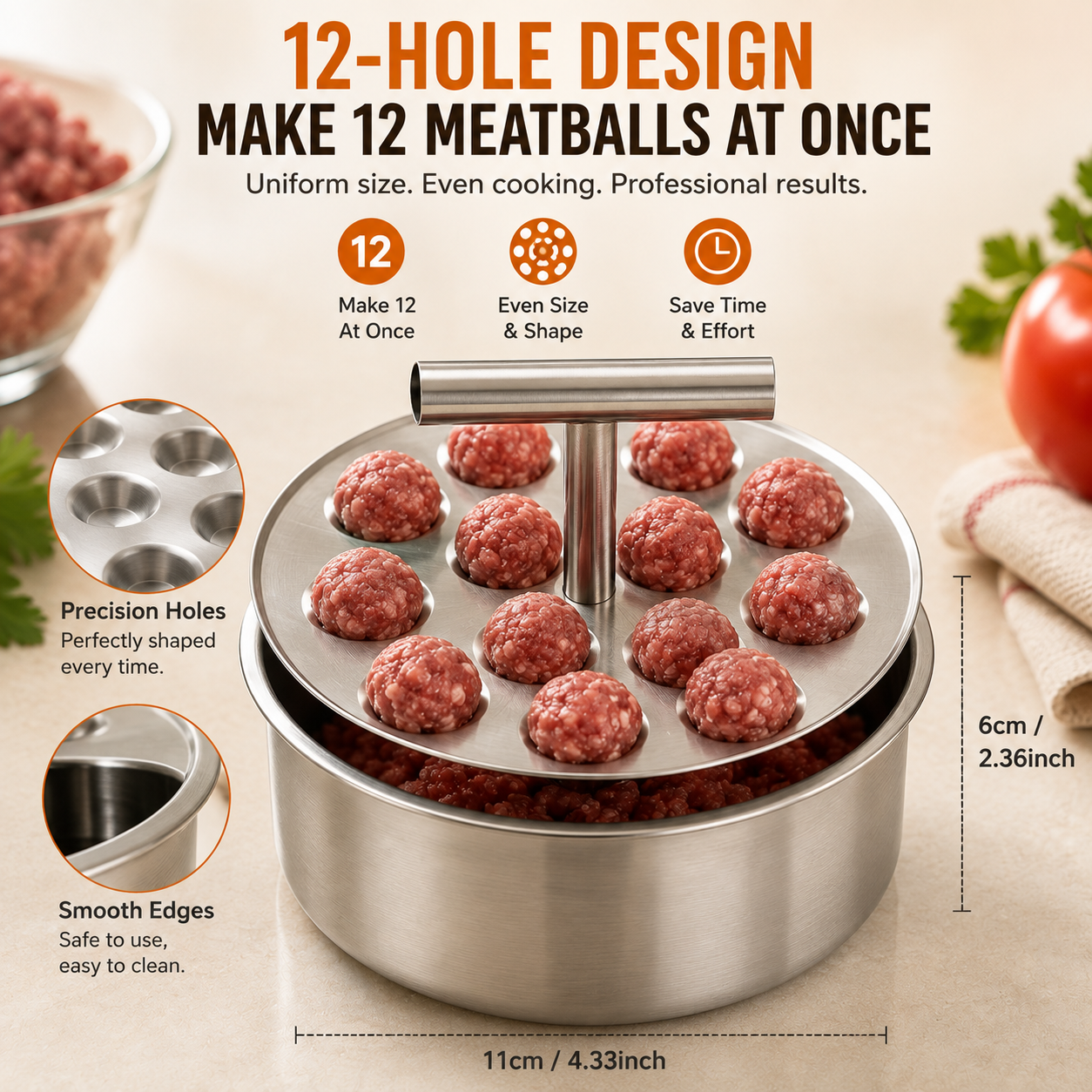 🍝 Stainless Steel Meatball Maker Spoon – Make Perfect Homemade Meatballs Faster