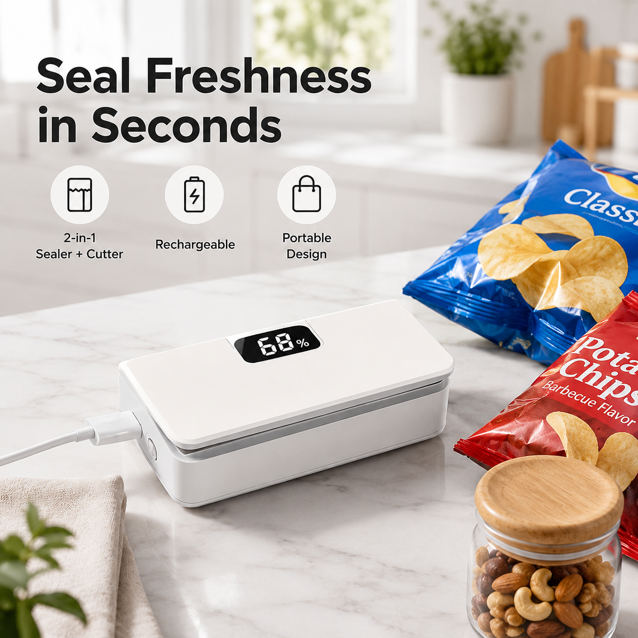 ⚡Rechargeable 2-in-1 Mini Bag Sealer with Cutter