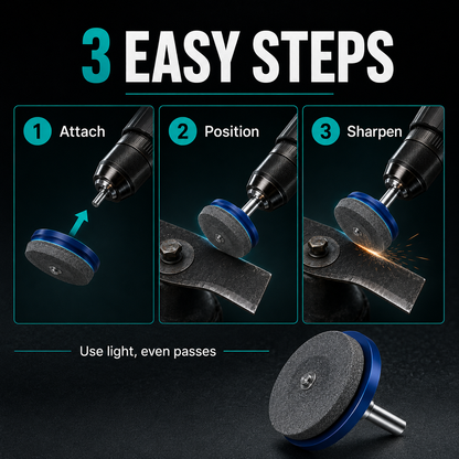 Universal Sharpening Tool for Rotary Lawn Mower Blades—Compatible with Electric and Handheld Drills