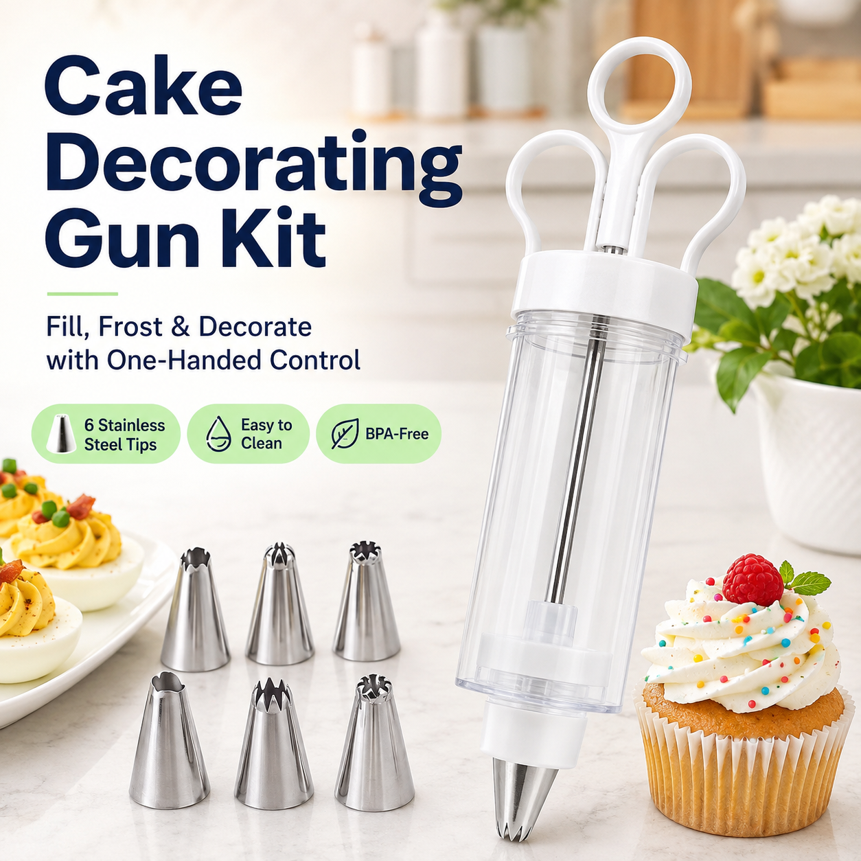 🧁Stainless Steel Cake Decorating Gun Kit
