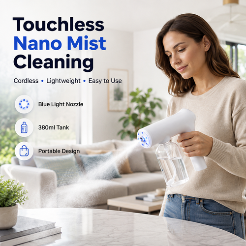 CordlessNano Atomizer - TouchlessDisinfecting, Blue Light - ForHome, Office & Car