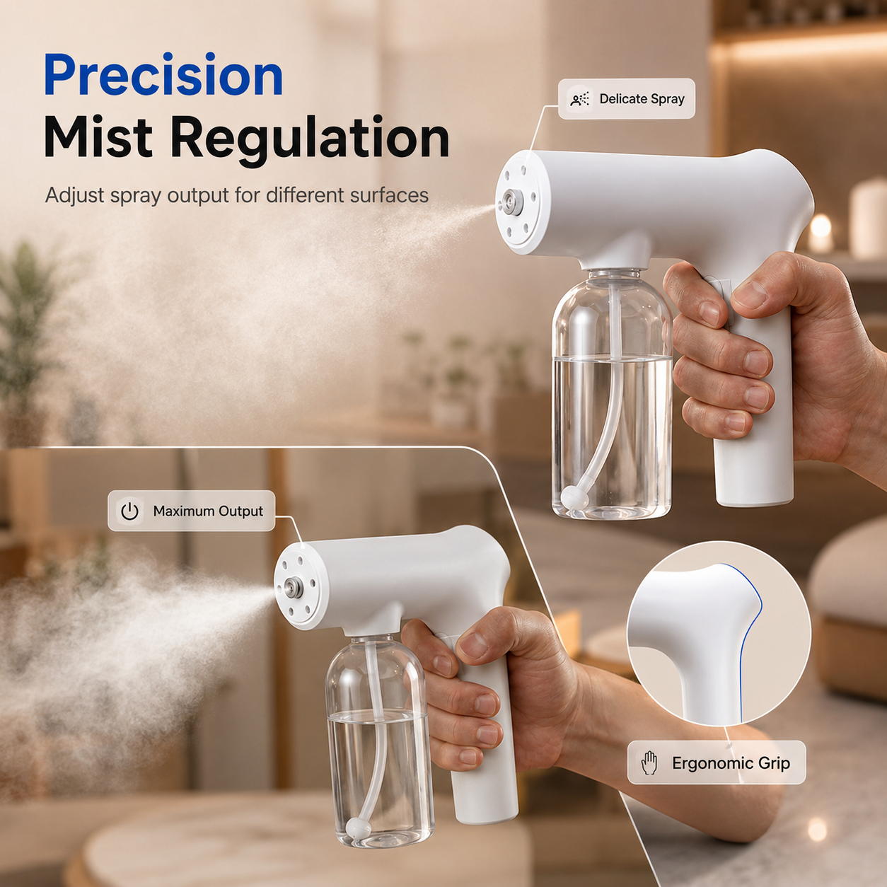 CordlessNano Atomizer - TouchlessDisinfecting, Blue Light - ForHome, Office & Car