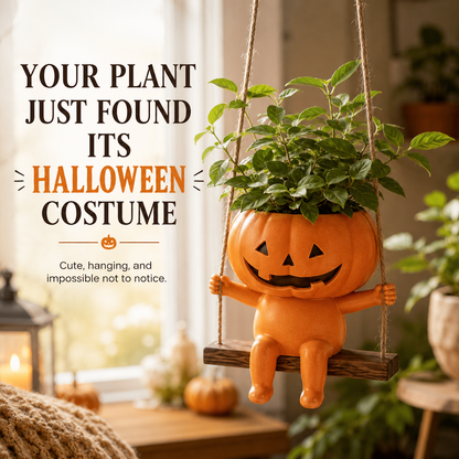 Swinging Pumpkin Planter – Cute Halloween Hanging Plant Pot