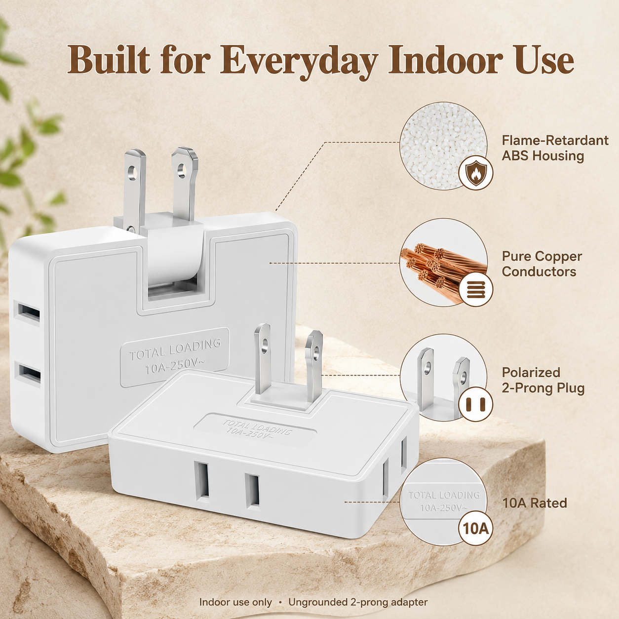 🔌 3-Way 180° Rotating Flat Outlet Extender – Slim Space-Saving Plug Adapter