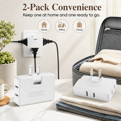 🔌 3-Way 180° Rotating Flat Outlet Extender – Slim Space-Saving Plug Adapter