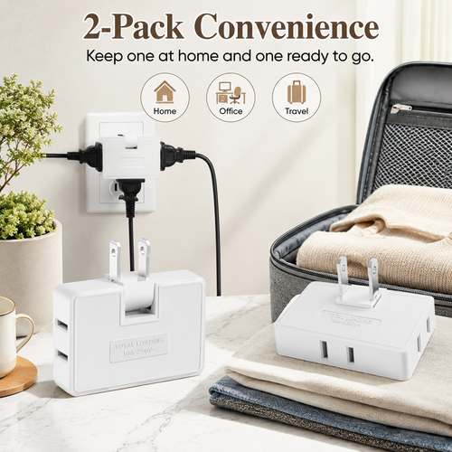 🔌 3-Way 180° Rotating Flat Outlet Extender – Slim Space-Saving Plug Adapter