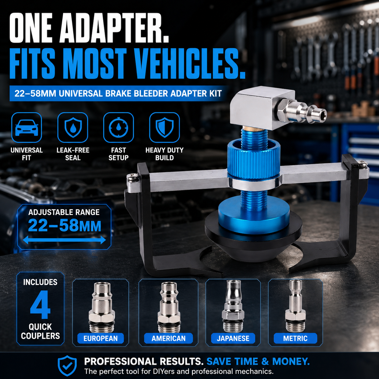 22–58mm Universal Brake Bleeder Adapter Kit with 4 Quick Couplers