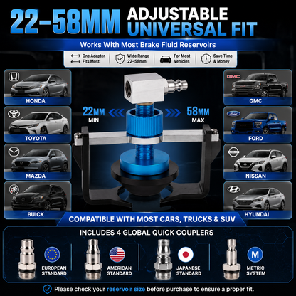 22–58mm Universal Brake Bleeder Adapter Kit with 4 Quick Couplers