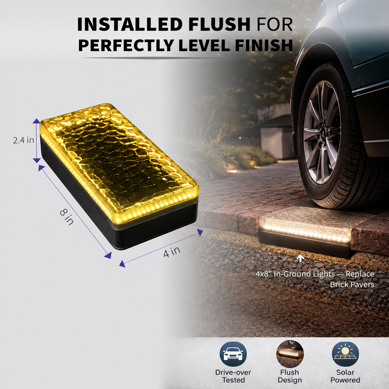 💡🔥4×8 Solar Paver Lights – Flush-Mount Driveway & Walkway Lighting