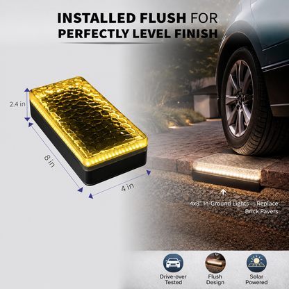 💡🔥4×8 Solar Paver Lights – Flush-Mount Driveway & Walkway Lighting