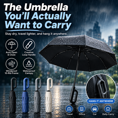 Automatic Folding Umbrella, 1 Count/60pcs Portable Rain Umbrella with Loop Buckle