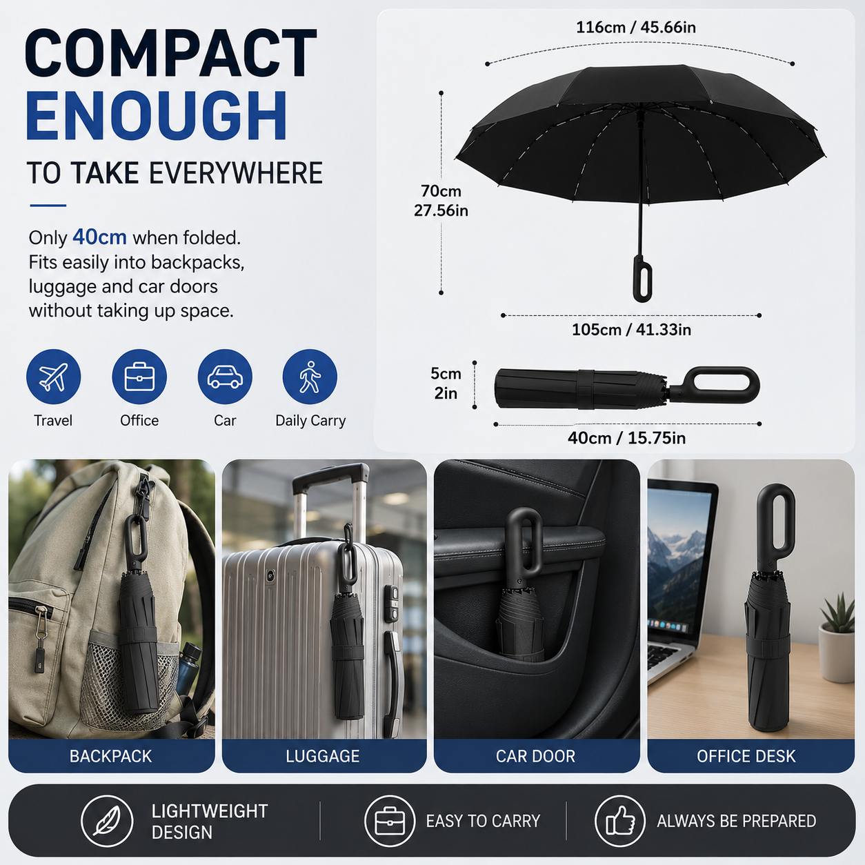 Automatic Folding Umbrella, 1 Count/60pcs Portable Rain Umbrella with Loop Buckle
