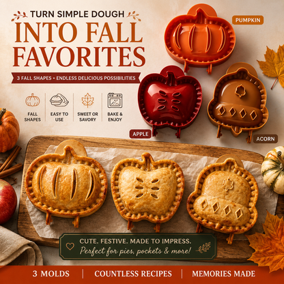 3-Piece Fall Hand Pie Mold Set – Pumpkin, Apple & Acorn