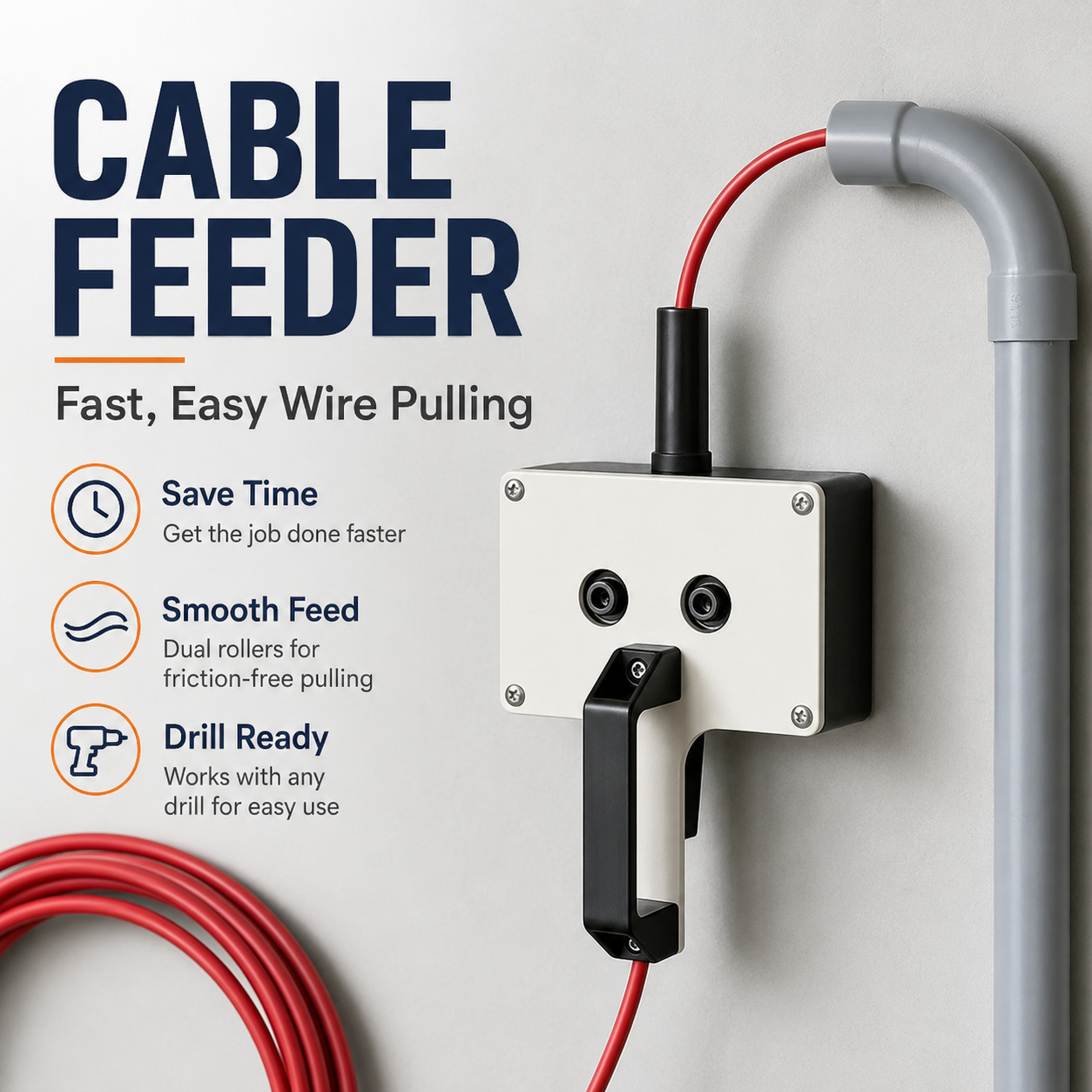 ✨Cable Feeder-Pull Wire Faster. Work With Less Hassle.