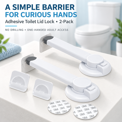🚽Baby-Proof Toilet Lid Locks – No-Drill Child Safety, Easy One-Hand Use, 2-Pack