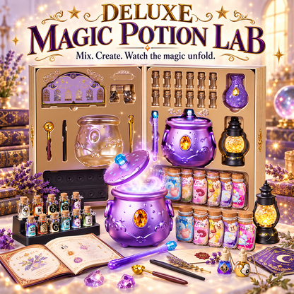 ✨ Deluxe Magic Potion-Making Kit for Kids – Light, Sound & Mist Cauldron with 12 Zodiac Potions