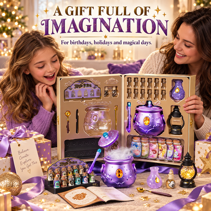 ✨ Deluxe Magic Potion-Making Kit for Kids – Light, Sound & Mist Cauldron with 12 Zodiac Potions