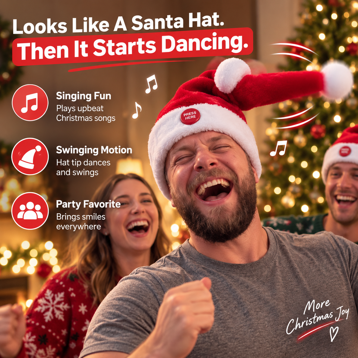 🎅 Singing & Dancing Santa Hat – The Christmas Hat That Steals the Party