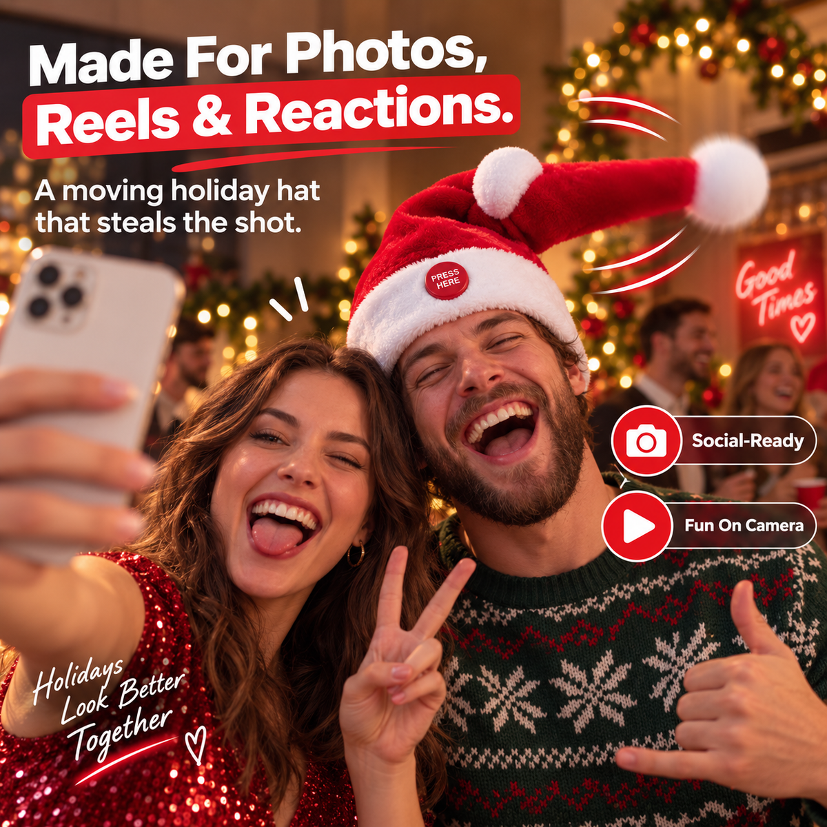 🎅 Singing & Dancing Santa Hat – The Christmas Hat That Steals the Party