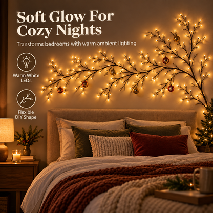 Warm Glow Willow Branch Wall Lights – Flexible USB LED Vine with Remote Control