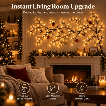 Warm Glow Willow Branch Wall Lights – Flexible USB LED Vine with Remote Control
