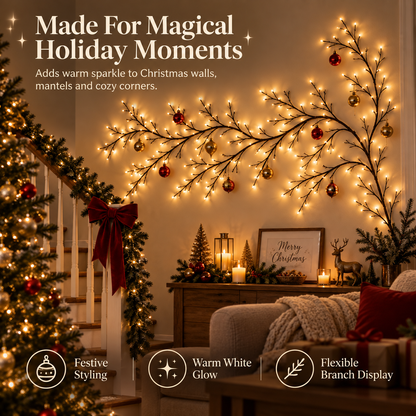 Warm Glow Willow Branch Wall Lights – Flexible USB LED Vine with Remote Control