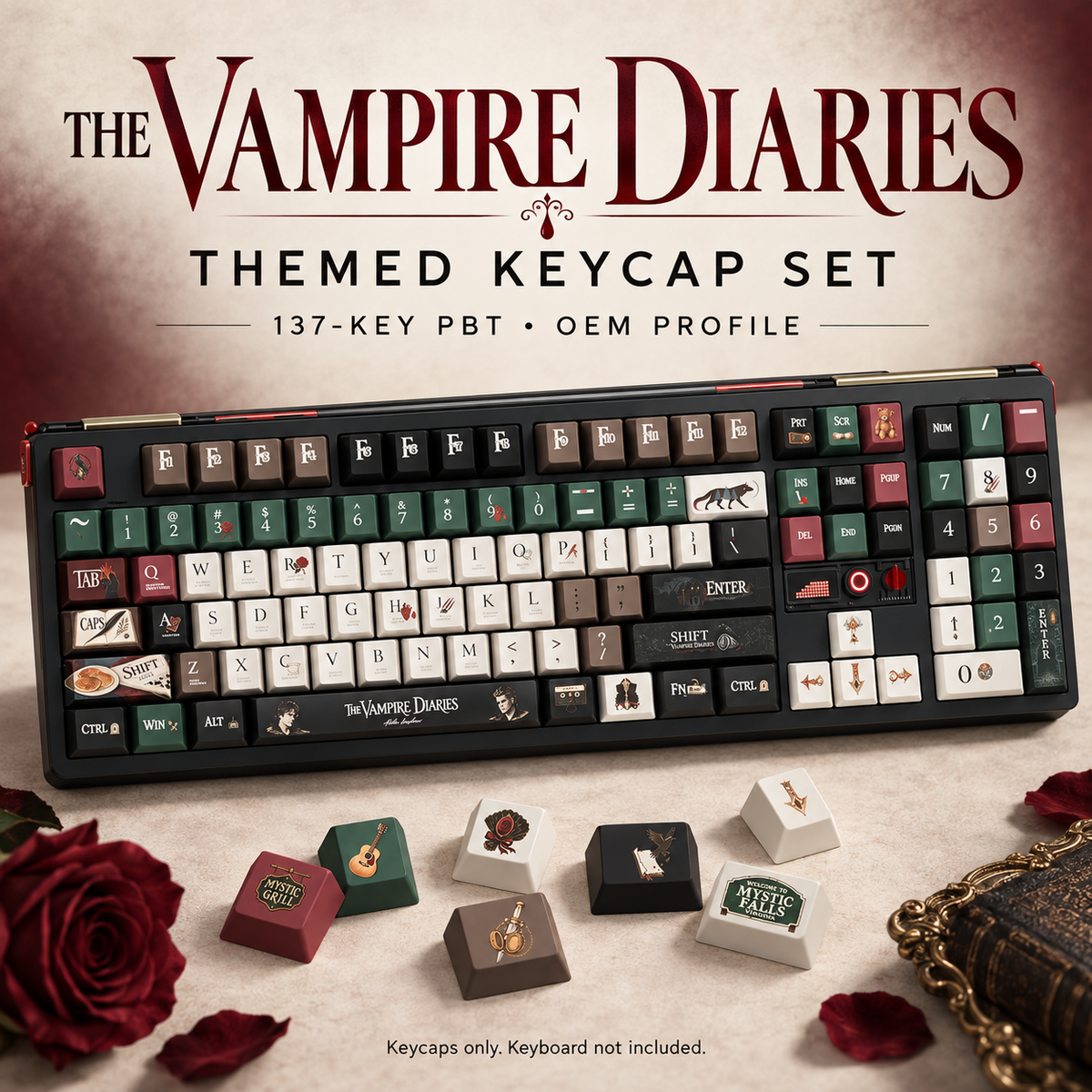 ⌨️The Vampire Diaries themed keycap set – Gothic Mechanical Keyboard Upgrade