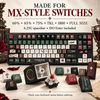 ⌨️The Vampire Diaries themed keycap set – Gothic Mechanical Keyboard Upgrade