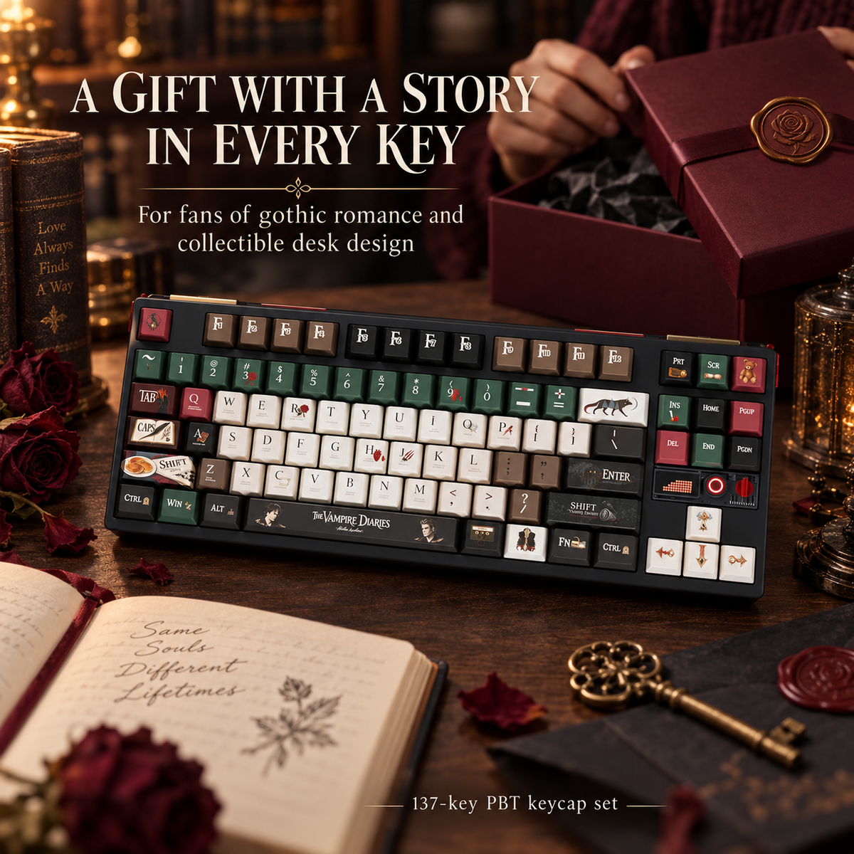 ⌨️The Vampire Diaries themed keycap set – Gothic Mechanical Keyboard Upgrade