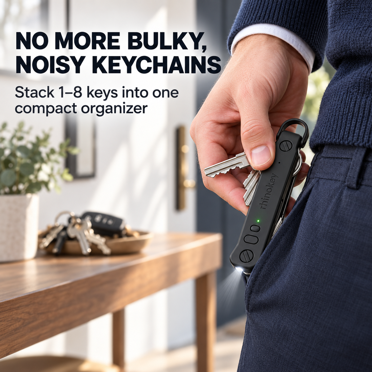 🔑Smart Trackable Key Organizer – Built-In Flashlight & Everyday Multitool
