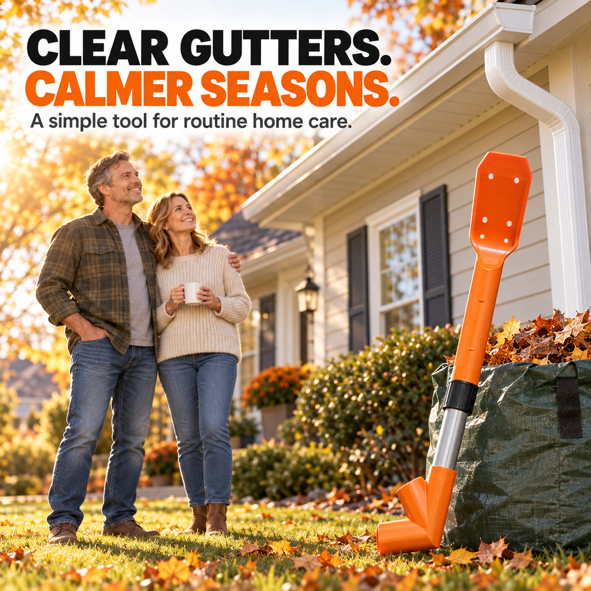 Gutter cleaner ready for seasonal home maintenance