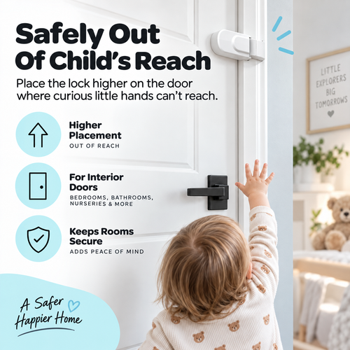 🚪 No-Drill Child Safety Door Lock – Snap-On Interior Door Latch