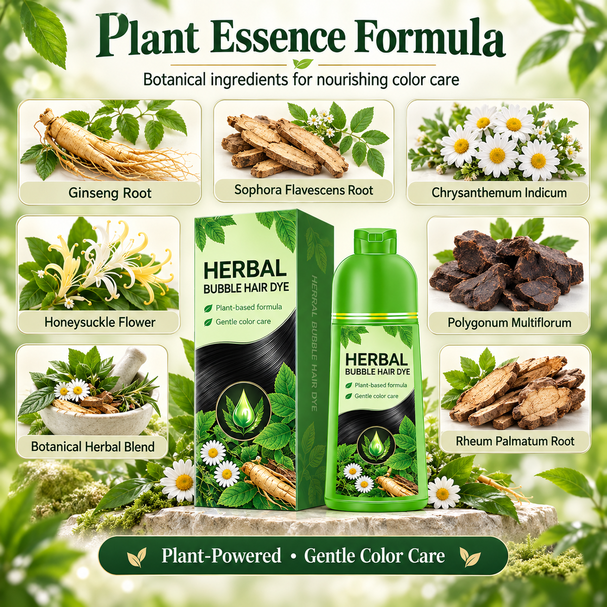 Herbal Bubble Hair Color Shampoo – Easy Gray Coverage at Home