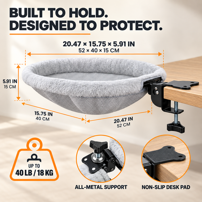 🐱Desk-Mounted Hanging Cat Bed – Cozy Elevated Perch That Keeps Cats Close