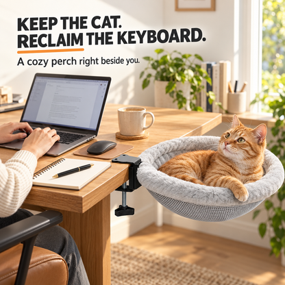 🐱Desk-Mounted Hanging Cat Bed – Cozy Elevated Perch That Keeps Cats Close