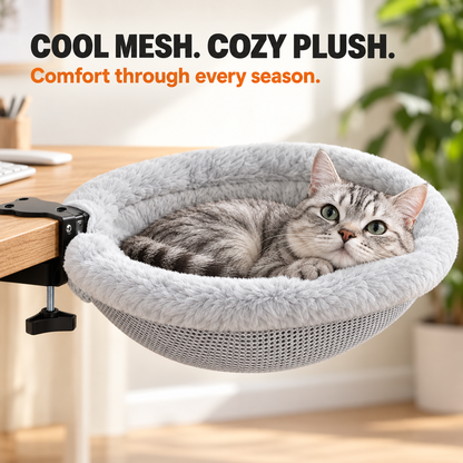 🐱Desk-Mounted Hanging Cat Bed – Cozy Elevated Perch That Keeps Cats Close