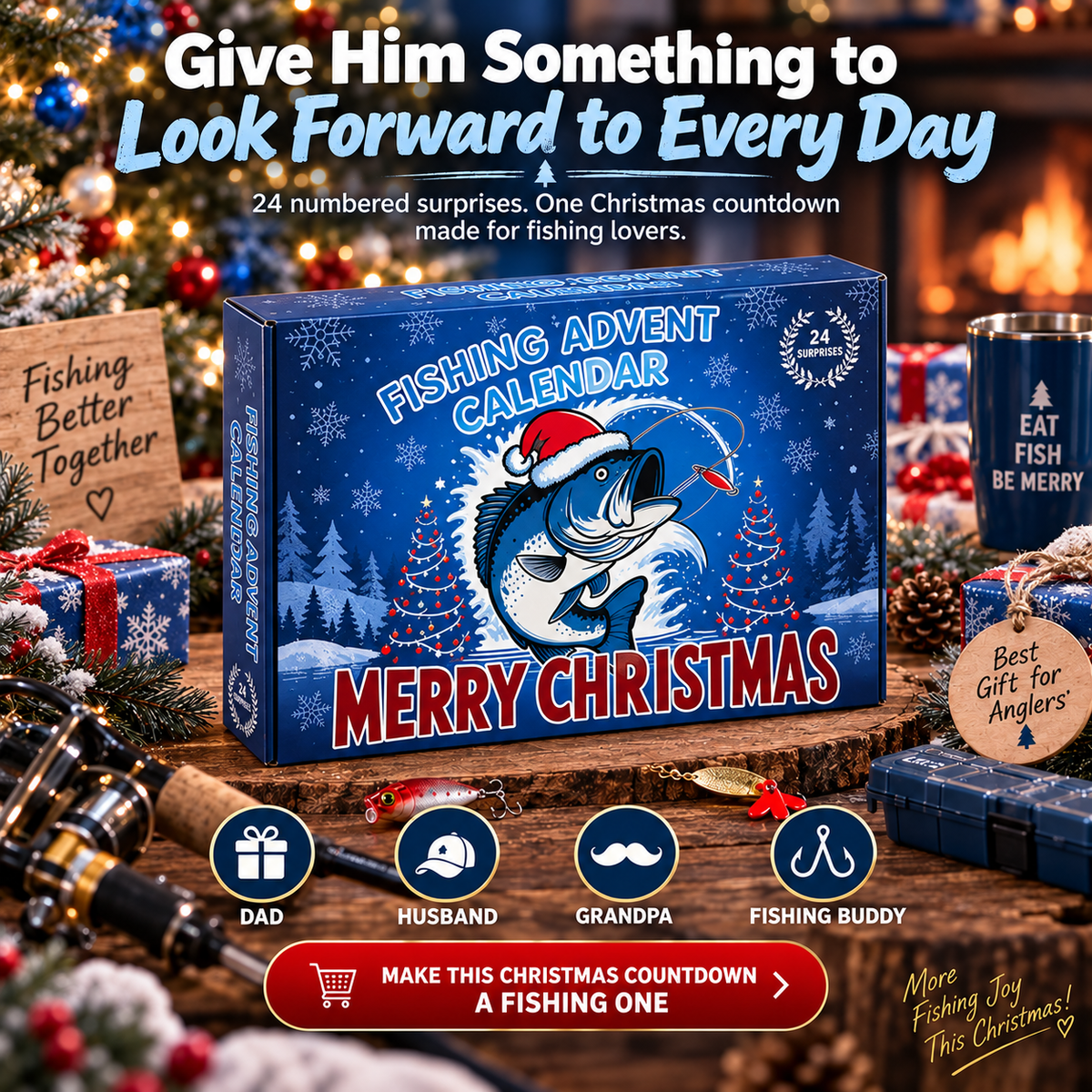 🎣 24-Day Fishing Advent Calendar – Tackle & Gear Christmas Gift Set