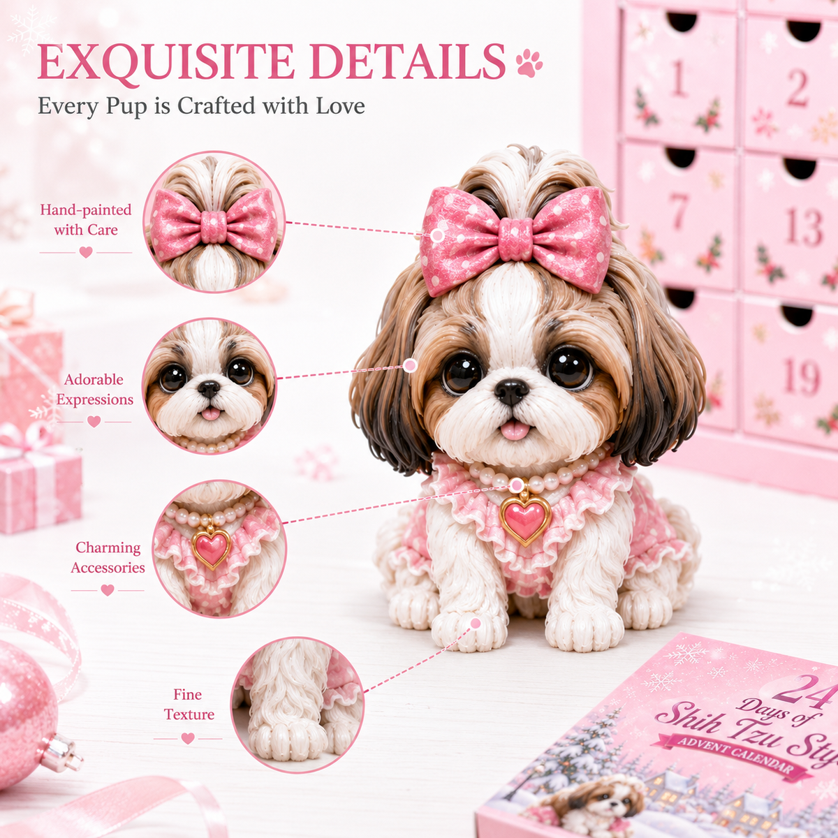 🐶 24 Days of Shih Tzu Style Advent Calendar – 24 Unique Dog Collectibles Christmas Countdown