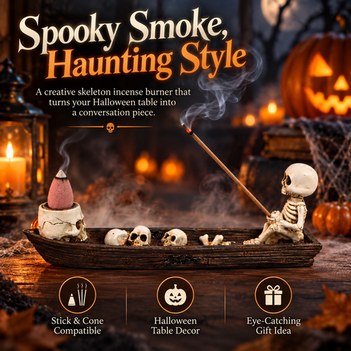 💀 Skeleton Boat Incense Burner – Turn Smoke Into Halloween Decor