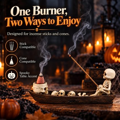 💀 Skeleton Boat Incense Burner – Turn Smoke Into Halloween Decor