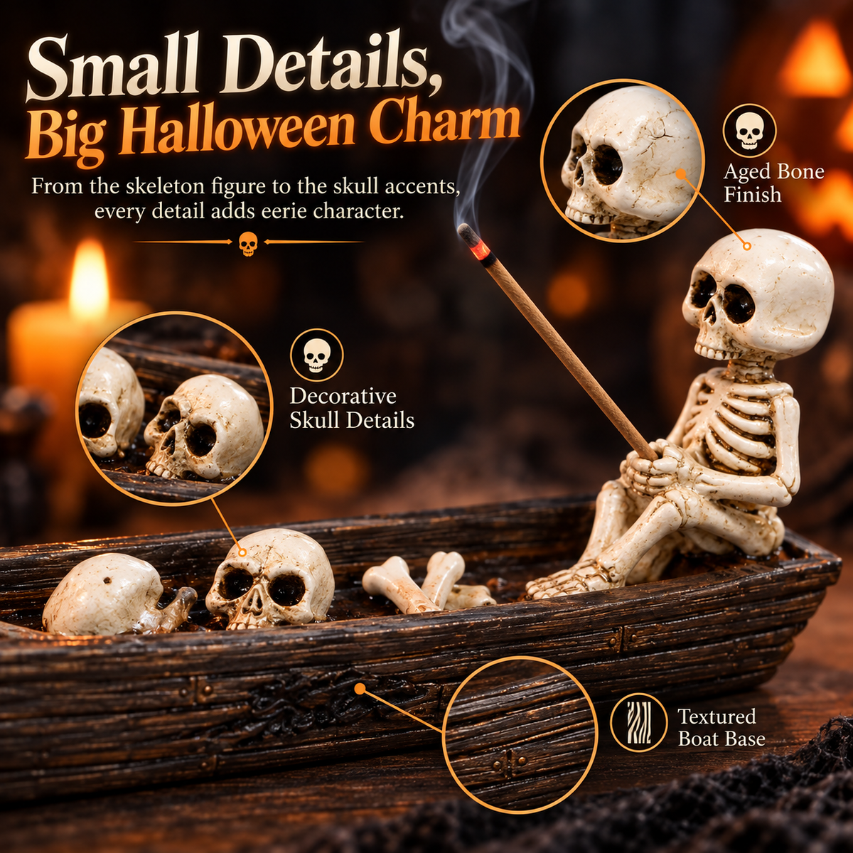 💀 Skeleton Boat Incense Burner – Turn Smoke Into Halloween Decor
