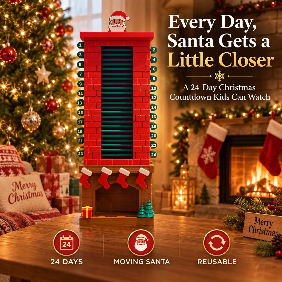 🎅 24 Mornings of Christmas Magic – Santa Chimney Advent Calendar