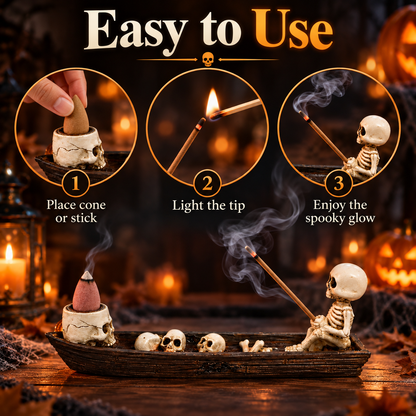 💀 Skeleton Boat Incense Burner – Turn Smoke Into Halloween Decor