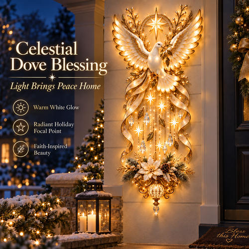 🕊️ Illuminated Dove Christmas Wall Hanging | Warm Golden Holiday Light Décor