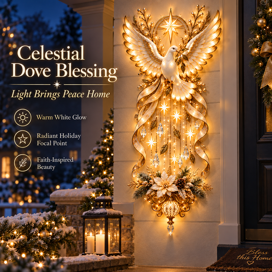 🕊️ Illuminated Dove Christmas Wall Hanging | Warm Golden Holiday Light Décor