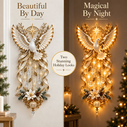 🕊️ Illuminated Dove Christmas Wall Hanging | Warm Golden Holiday Light Décor