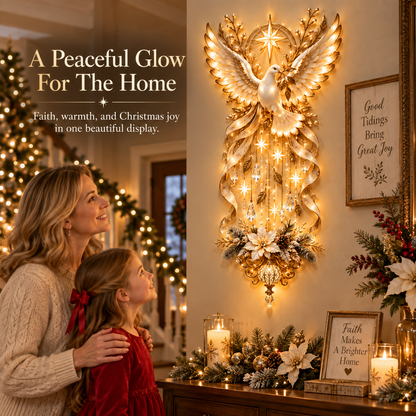 🕊️ Illuminated Dove Christmas Wall Hanging | Warm Golden Holiday Light Décor
