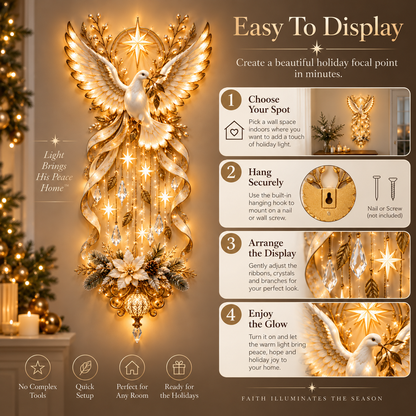 🕊️ Illuminated Dove Christmas Wall Hanging | Warm Golden Holiday Light Décor